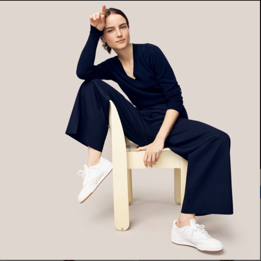 J. Crew Wide Leg Cropped Pant in Stretch Twill